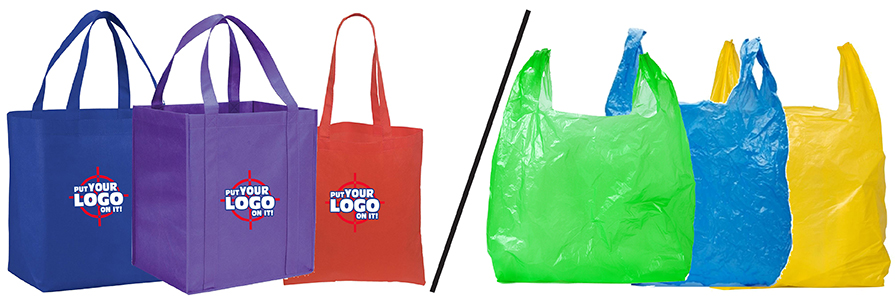 Offering Your Customers Custom Tote Bags Vs. Plastic Bags, Custom  Promotional Products, Canada